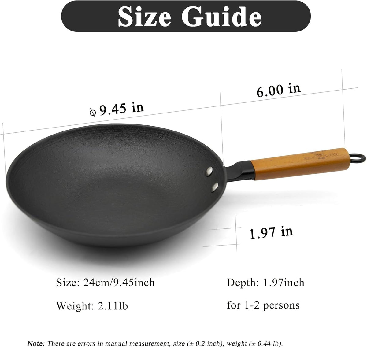 9 inch Omelette Pan, Uncoated ICH Clay Mold Cast Iron Egg Frying Pan with Wood Handle, Preseasoned Lightweight Healthy Small Skillet for All Stoves