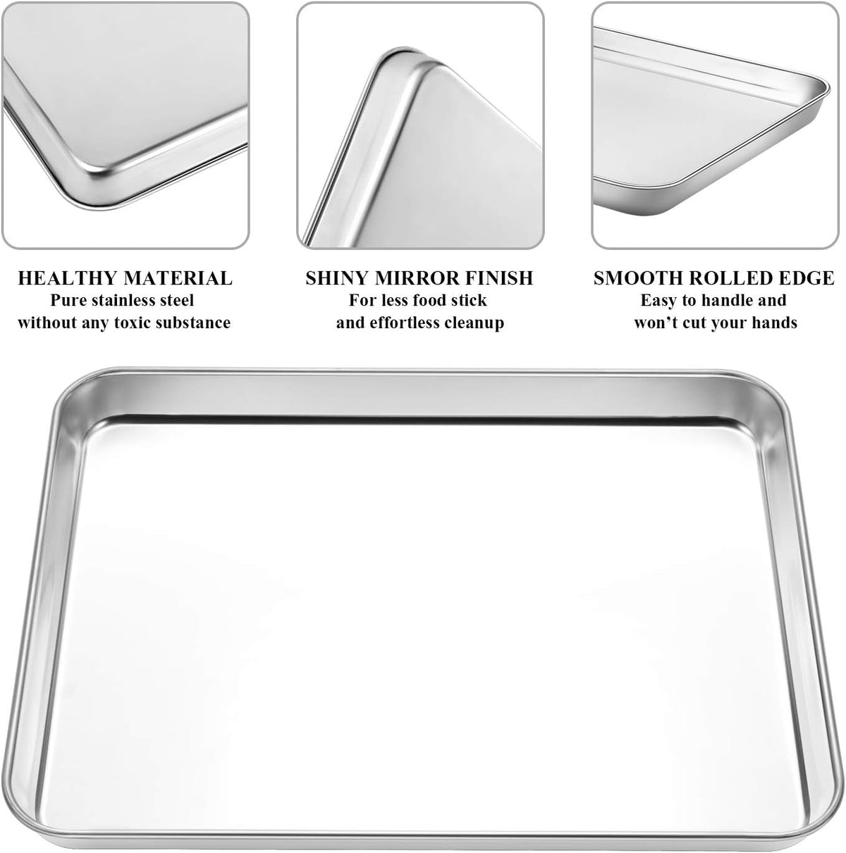 Baking Sheet with Cooling Rack Set [2 Sheets + 2 Racks], Deedro Stainless Steel Cookie Half Sheets Baking Pan Oven Tray with Rack, 12 x 10 x 1 Inch, Heavy Duty, Non-toxic, Dishwasher Safe