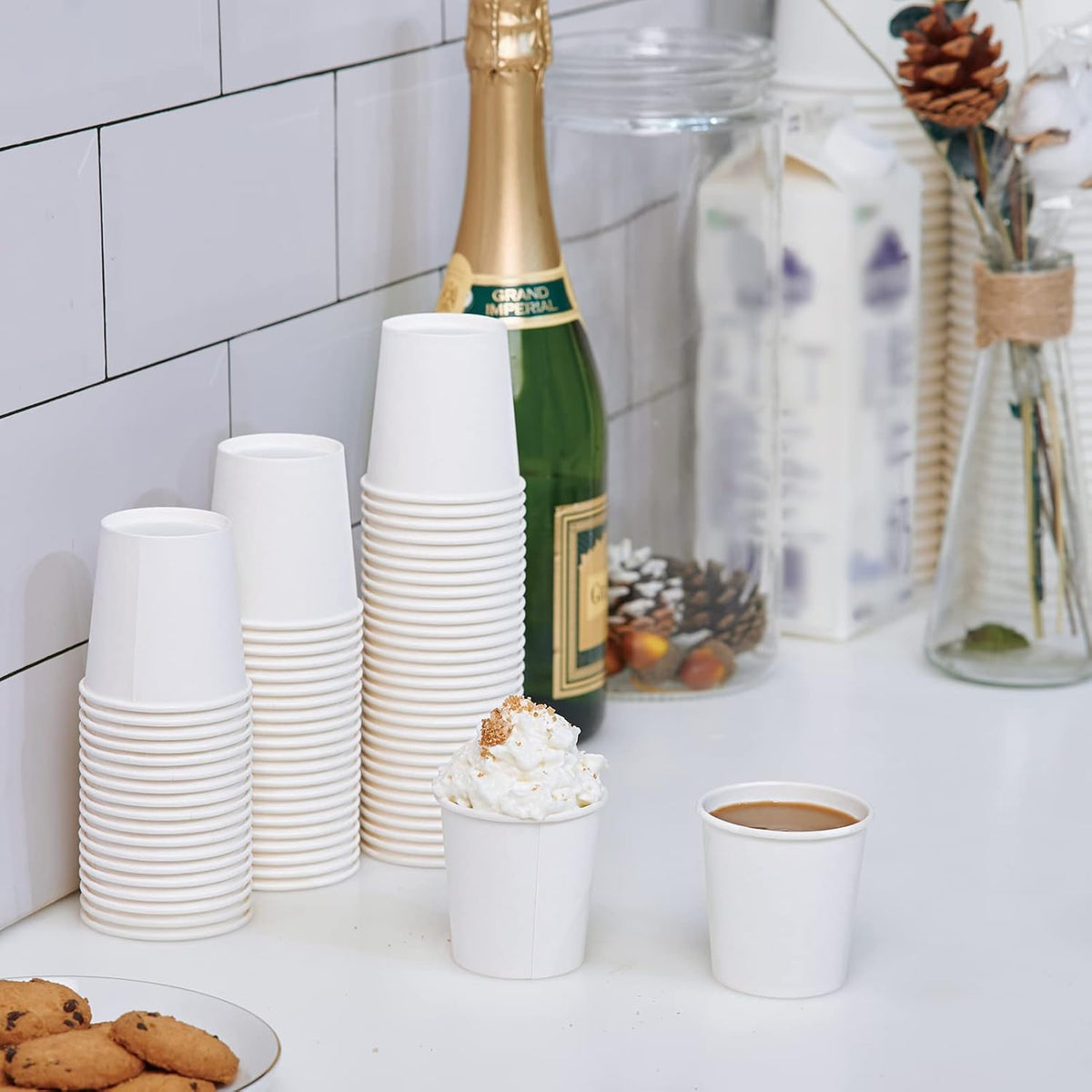 LITOPAK 500 Pack 4 oz Paper Cups, White Disposable Paper Coffee Cups for Party, Picnic, and Travel