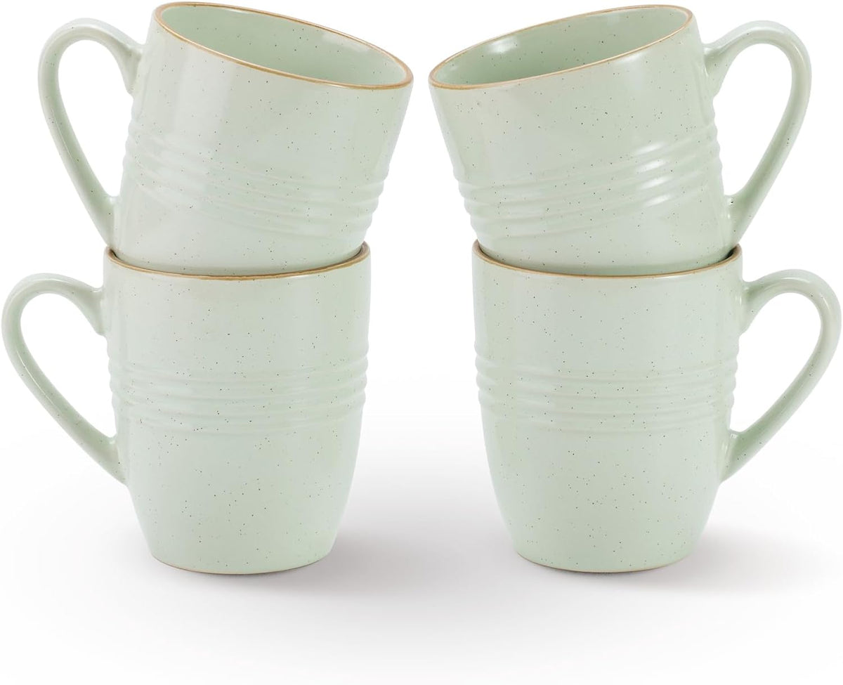 famiware Jupiter Coffee Mugs Set of 4, 14 OZ Coffee Mug, Microwave and Dishwasher Safe, Coffee Cups with Handle for Coffee, Tea, Cocoa, Milk, Light Green