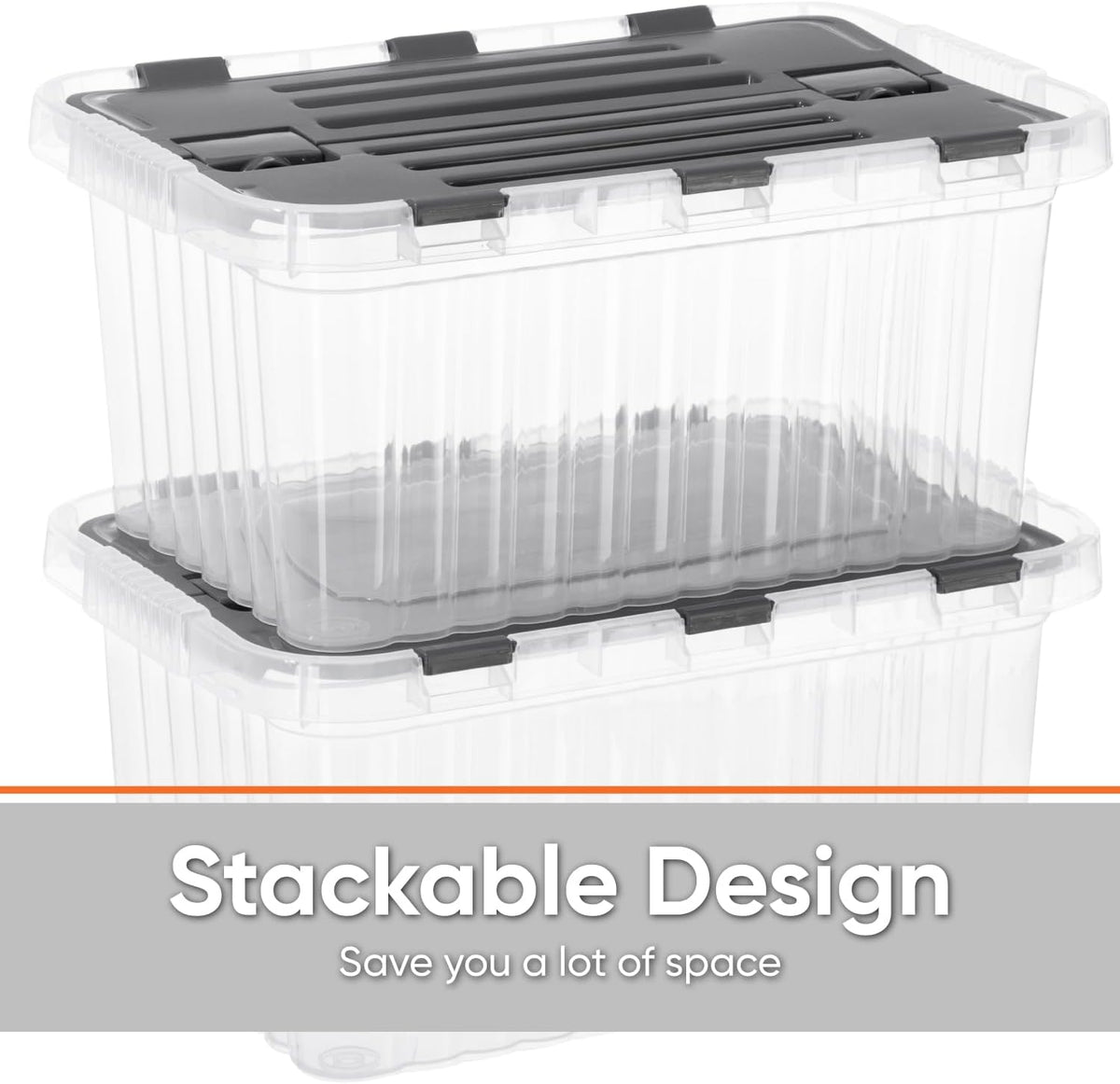 Superio Storage Bins with Lids, Clear Plastic Containers for Organizing, Stackable Totes, BPA Free, Odor Free, Organizer Boxes for Home, and Dorm (4 Pack, 20.25"x14"x14.6")