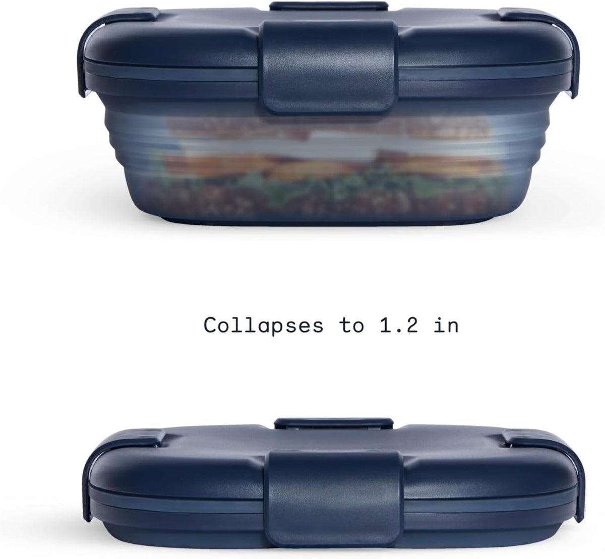 STOJO Collapsible Sandwich Box – 24oz, Reusable Food Storage Container, Silicone Bowl for Hot/Cold Food – Meal Prep, Lunch, Camping, Hiking – Dishwasher Safe (Set of 1, Denim Blue)