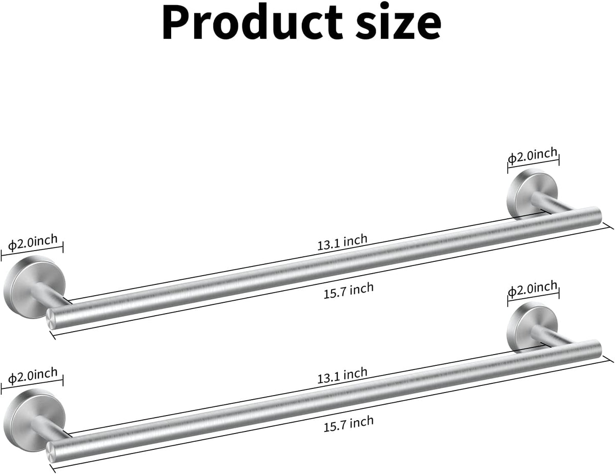 Cilee 2 Pieces Brushed Nickel Bathroom Towel Bar, 16 Inch Double Towel Racks,Bathroom Towel Holder Towel Hanger for Bathroom Stainless Steel Wall Mount
