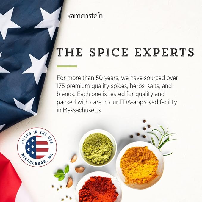 Kamenstein 15 Jar Lincoln Countertop Spice Rack with Spices Included, FREE Spice Refills for 5 Years, Chrome with Black Caps , 9.5 x 5.8 x 9