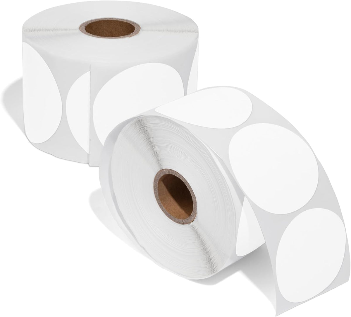 Spartan Industrial 2" Round Direct Thermal White Labels | Perforated Custom Circle Logo Stickers - Works with Rollo, Zebra, MUNBYN Desktop Printers - 2 Rolls, 750/Roll