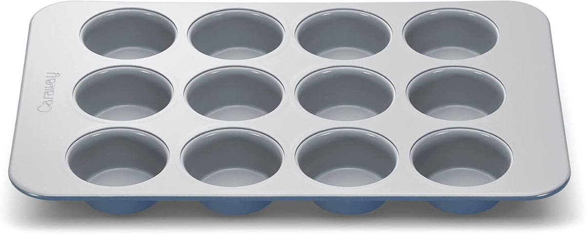 Caraway Non-Stick Ceramic 12-Cup Muffin Pan - Naturally Slick Ceramic Coating - Non-Toxic, PTFE & PFOA Free - Perfect for Cupcakes, Muffins, and More - Slate