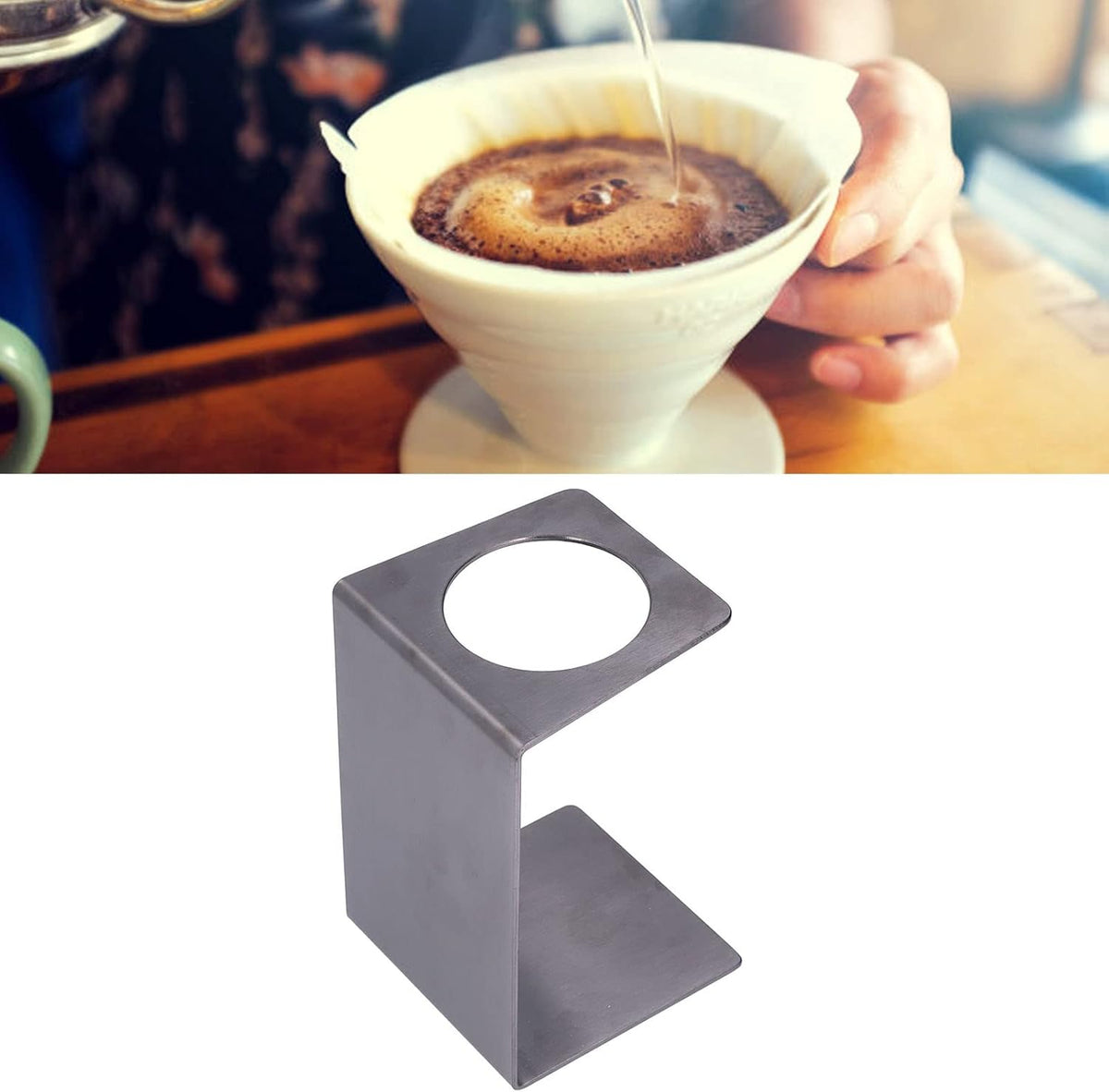 Drip Coffee Holder, Pour Over Coffee Stand, Lightweight Metal Dripper Holder for Home and Cafe Use (Black)
