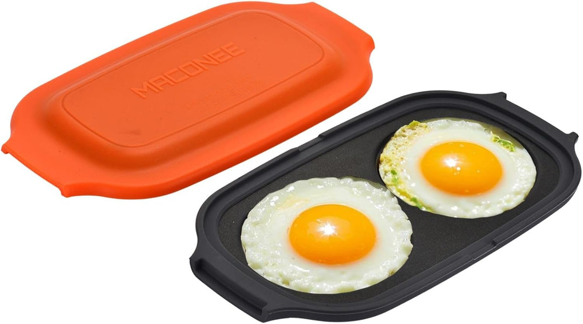 MACONEE Microwave Egg Fryer | Cooker & Poacher for Breakfast Sandwiches | Maker for 2 Eggs | Dishwasher-Safe & BPA-free
