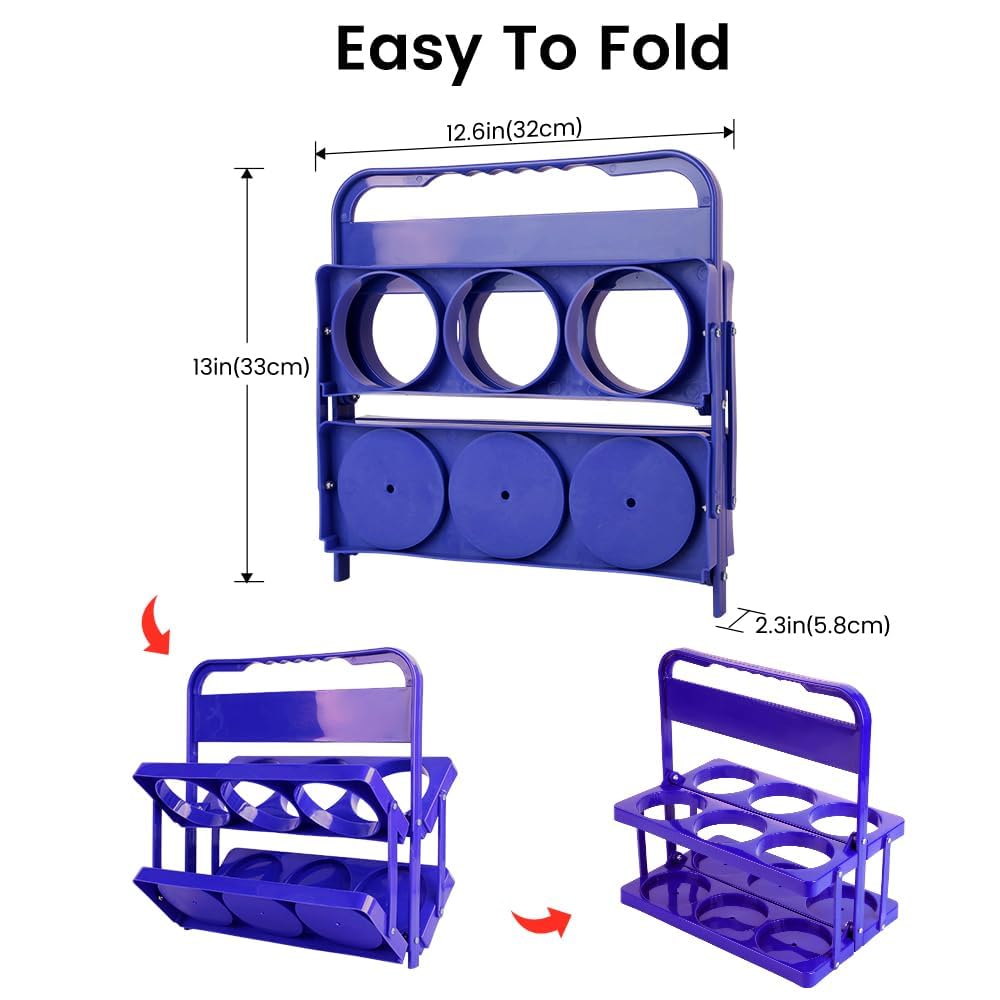 Bodaon 6 Cup Drink Carrier with Handle, Plastic Cup Carriers for Drinks, Drink Holder for Car, GrubHub/Eats Doordash Accessories, Portable Foldable Reusable Mobile, Use for Food Delivery Bag, Purple