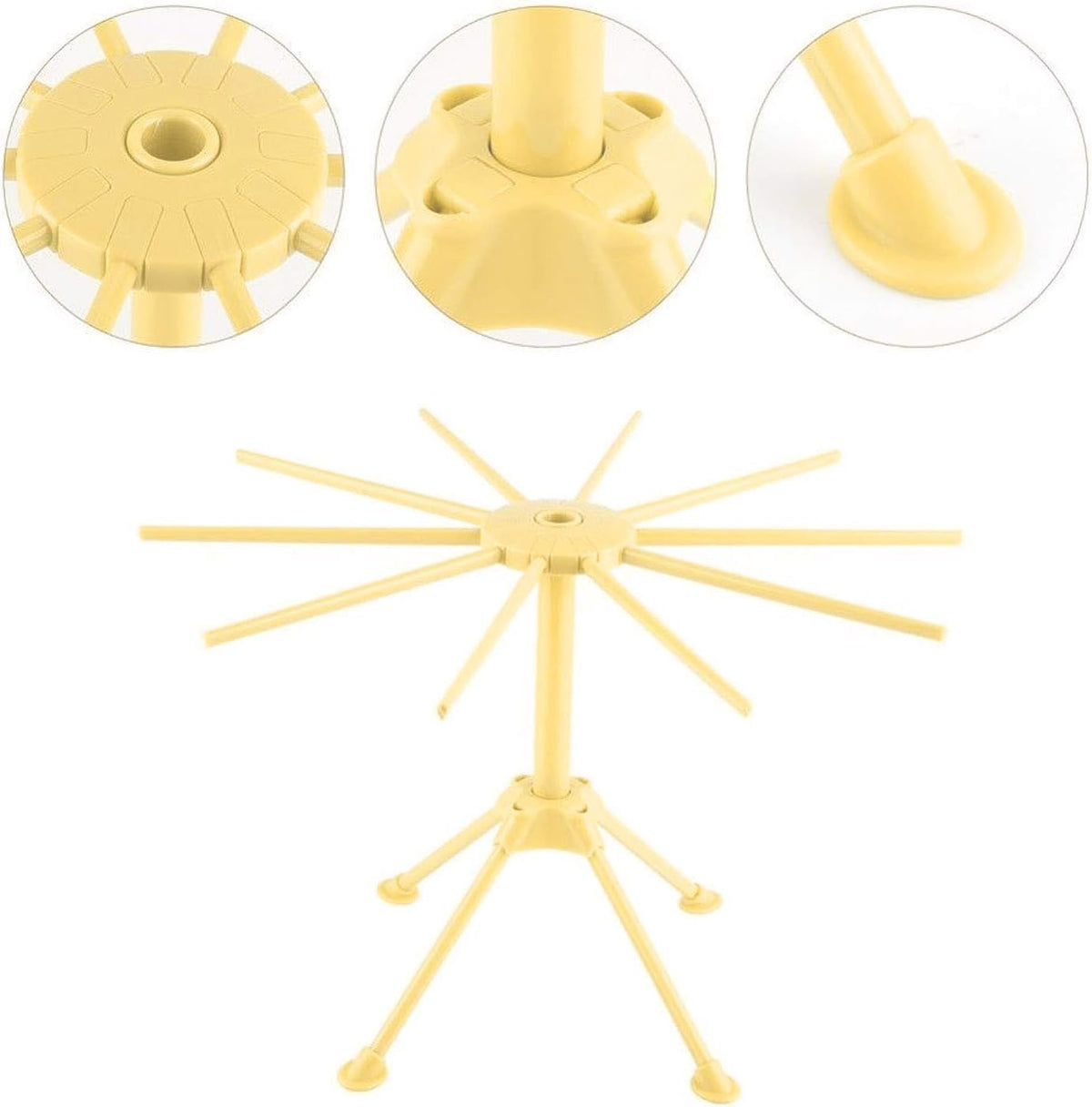 GOZIHA Pasta Drying Rack Noodle Stand with 10 Bar Handles Collapsible | Household Noodle Dryer Rack Hanging for Home Use | Spaghetti Drying Rack Noodle Stand | Easy Storage and Quick Set-Up (Yellow)