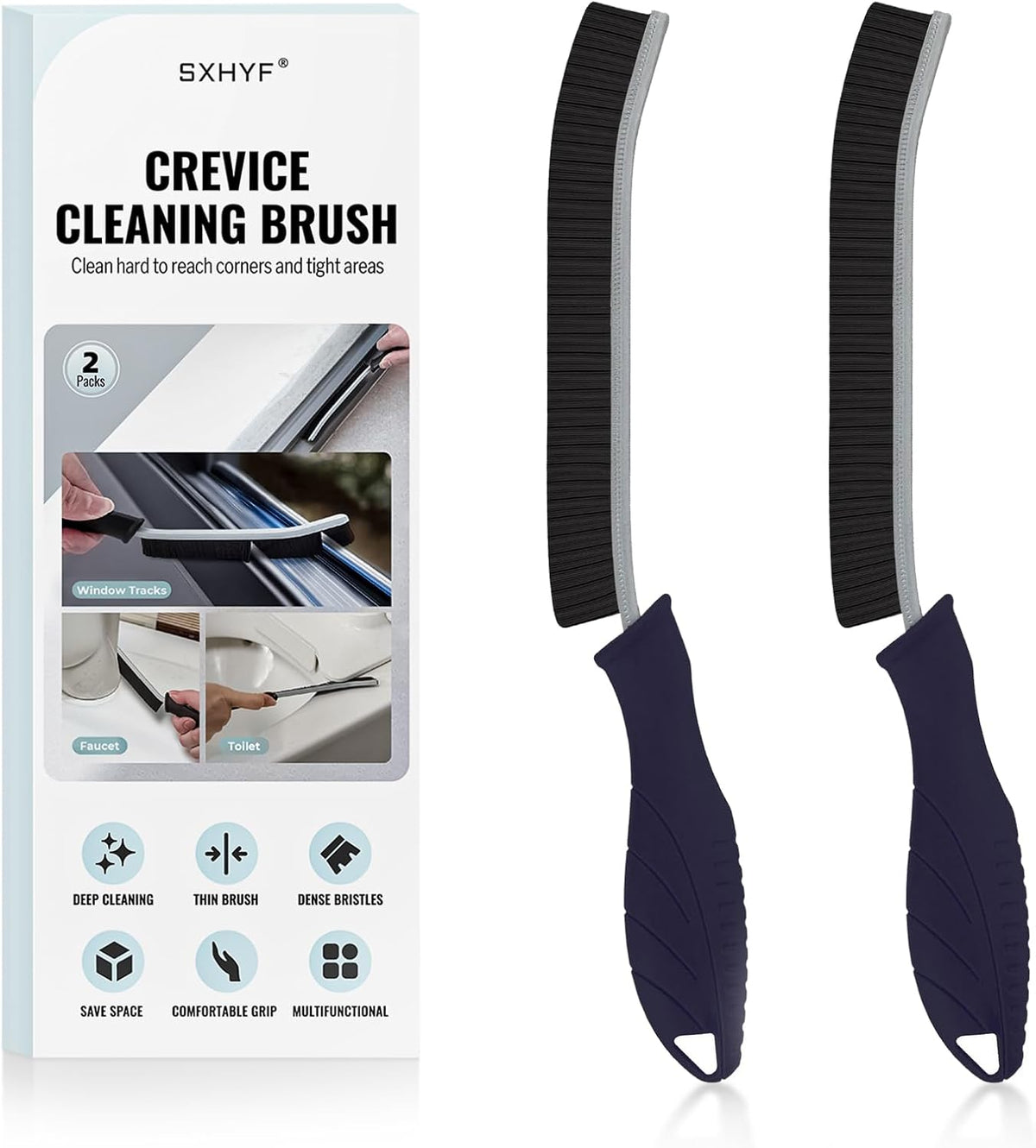 SXhyf Crevice Cleaning Brush - Grout Scrub Brush, House Cleaning Supplies, Gap Cleaning Tools, Home Essentials, Gifts for Women Men, Hard Bristle Crevice Cleaner Brush for Household Use, Bathroom