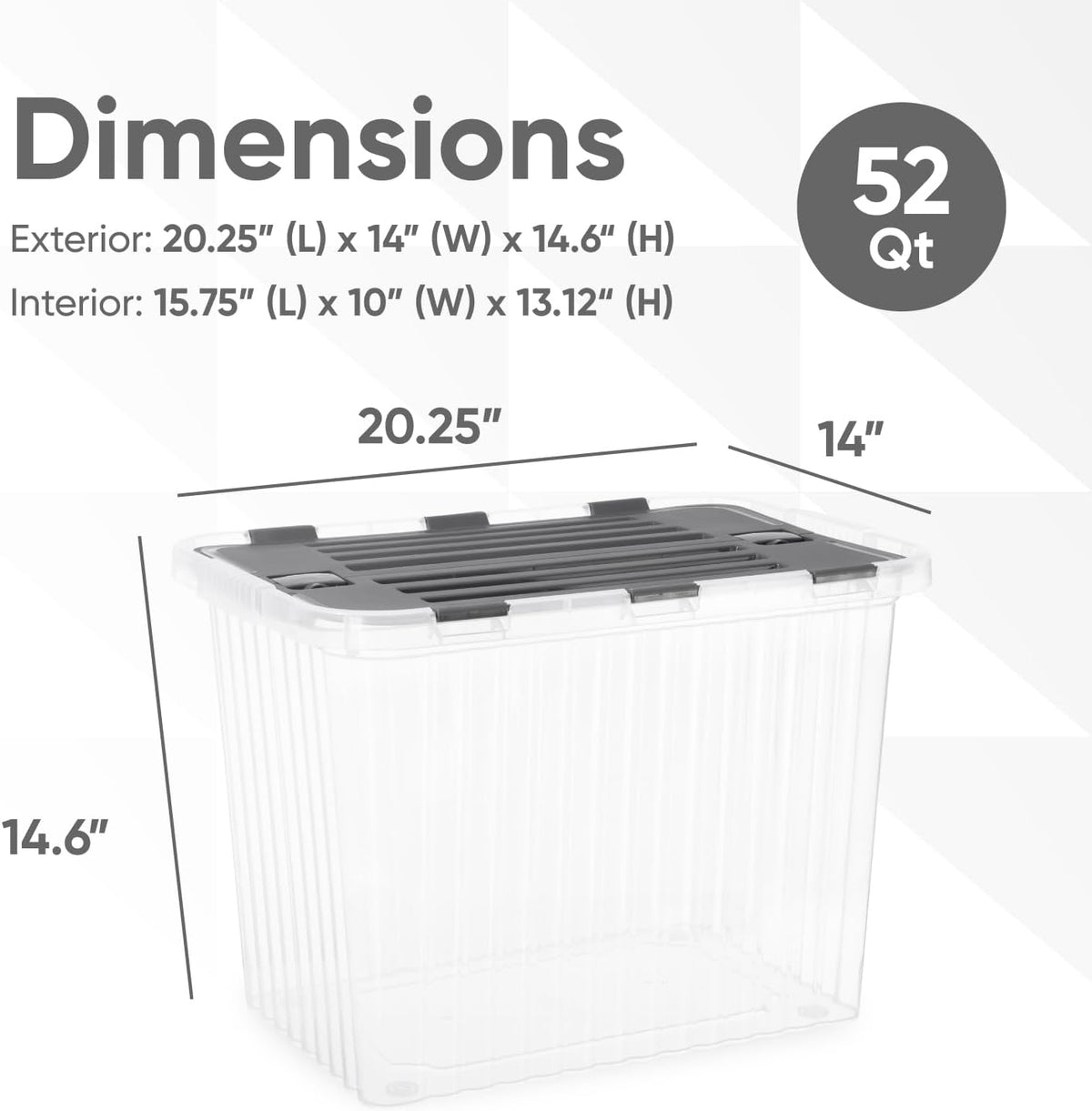 Superio Storage Bins with Lids, Clear Plastic Containers for Organizing, Stackable Totes, BPA Free, Odor Free, Organizer Boxes for Home, and Dorm (2 Pack, 20.25"x14"x14.6")