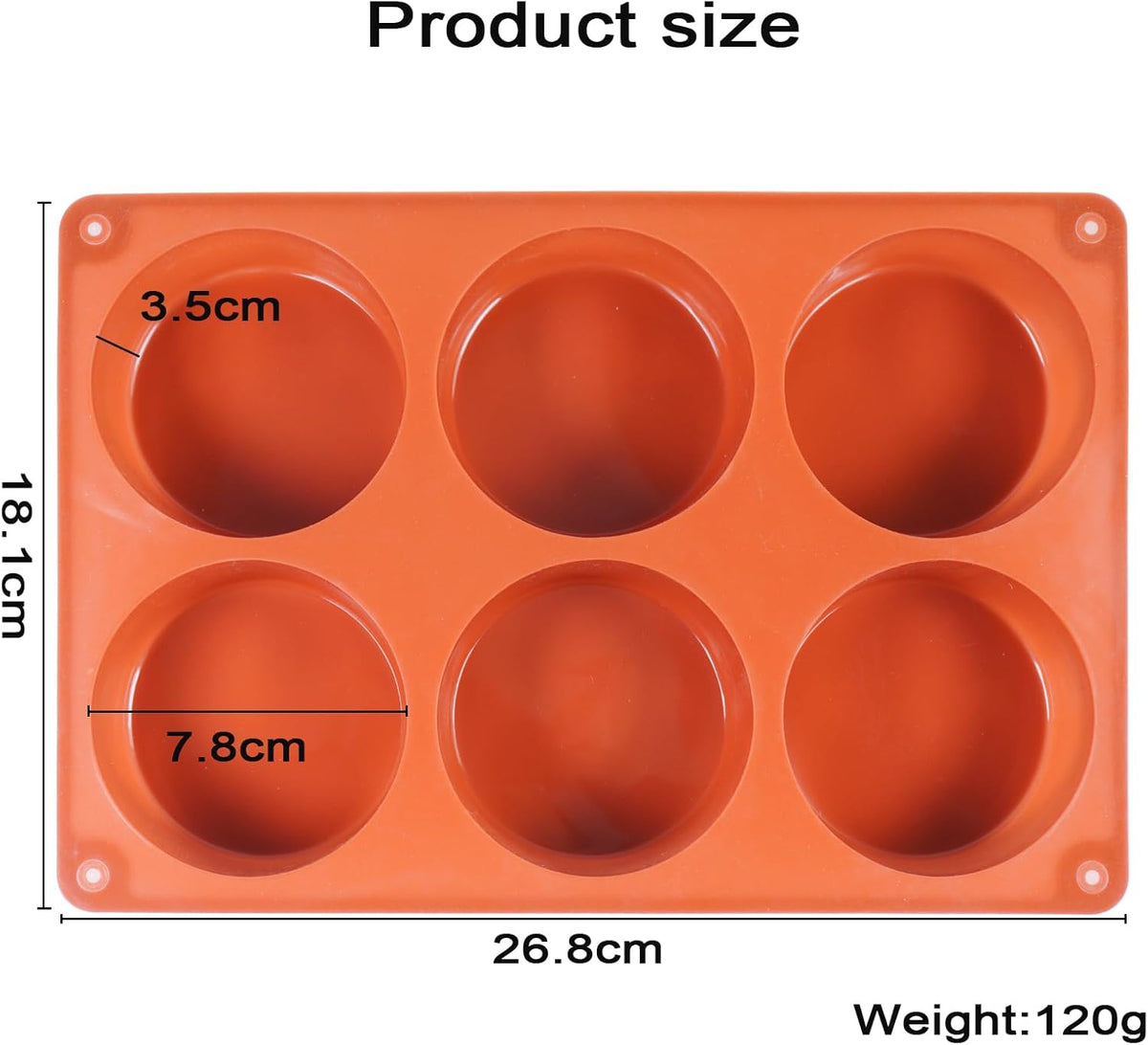 Muffin Pan, 6 Cup Silicone Cake Moulds for Baking, Silicone Muffin Cases, Non Stick Muffin Tin, Cookies Jelly Mould - BPA Free and Dishwasher Safe