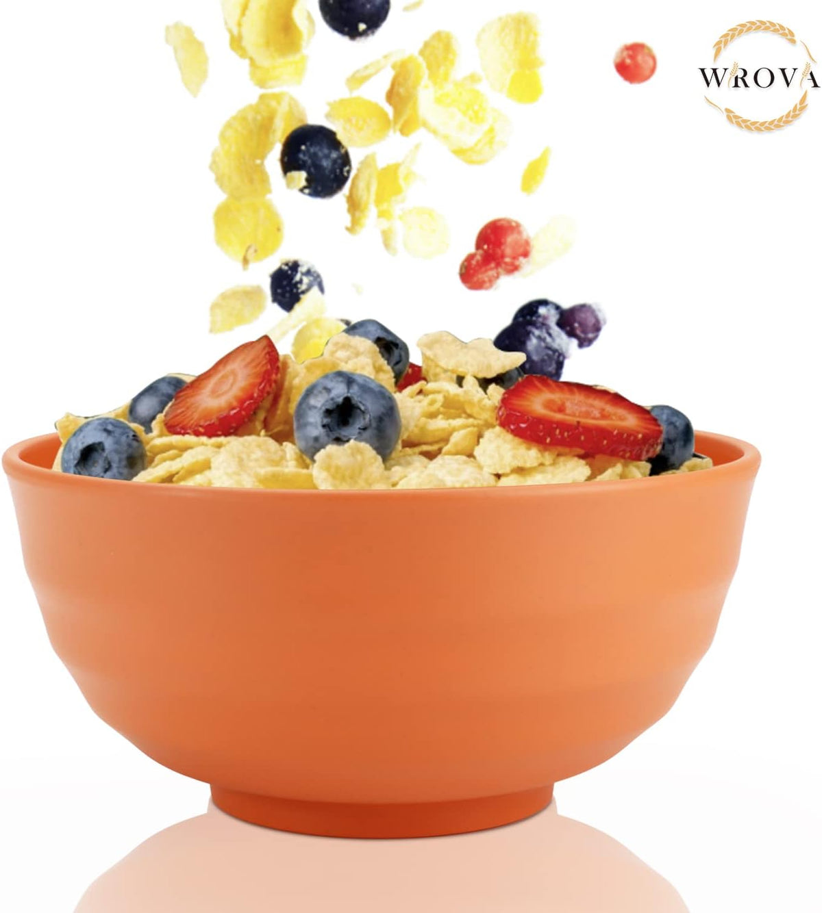 Wheat Straw Bowls Set 60 OZ Unbreakable Large Cereal Bowls Set of 6 Microwave and Dishwasher Safe Bowls Big Bowls for Eating BPA Free Soup Bowl for Serving Oatmeal and Salad Orange