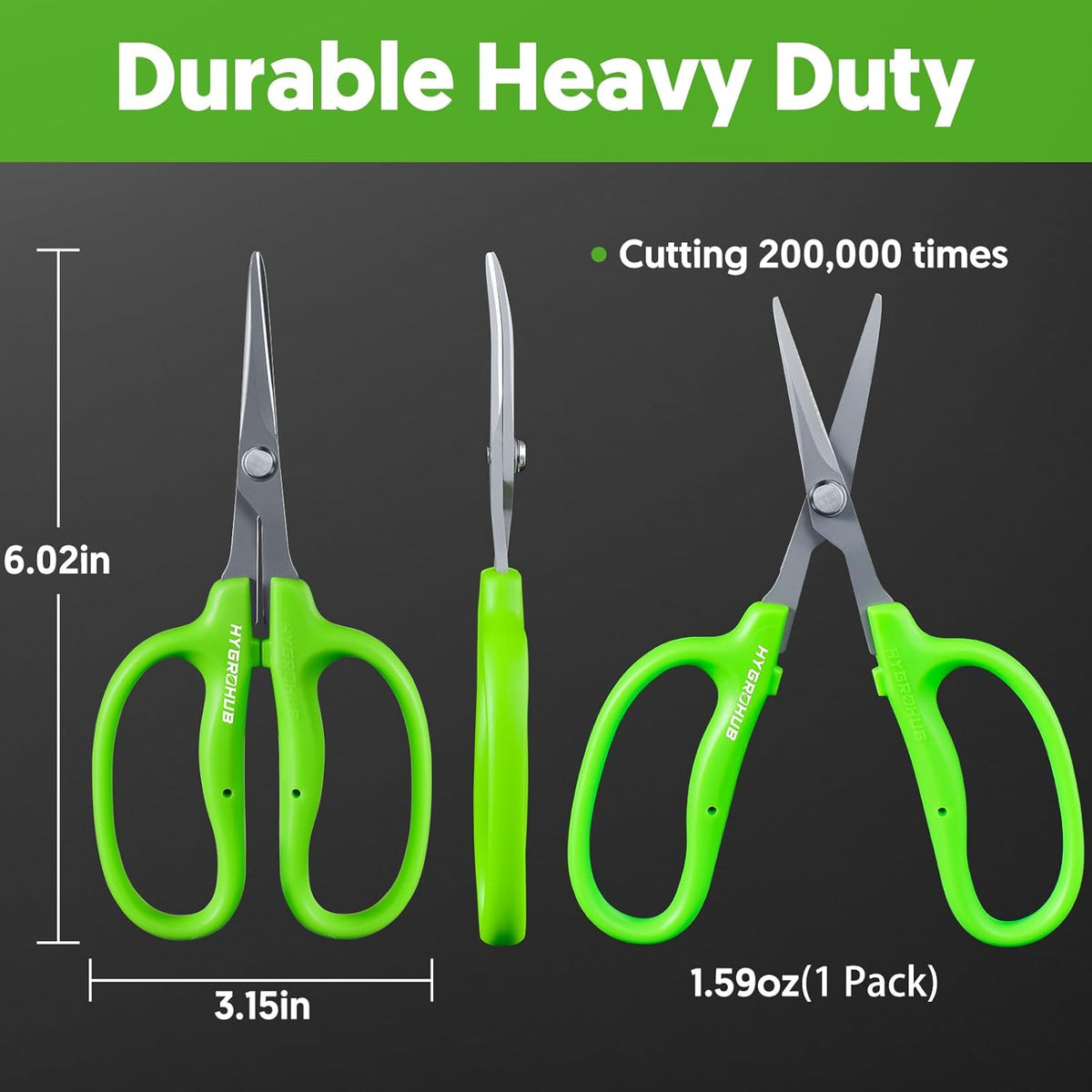 Garden Scissors, 6in Pruning Shears Snips Non-stick Coated Sharp Steel Blades - Gardening Tools Garden Shears for Plants Herb Flowers in Grow Tent and Hydroponics, Curved Blade