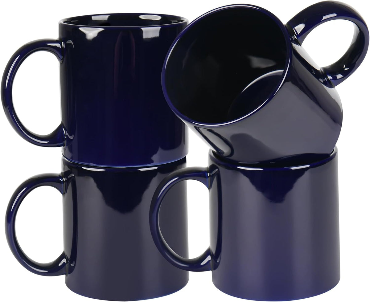 22oz Super Large Ceramic Coffee Mugs Large Handles Set of 4 (Cobalto)