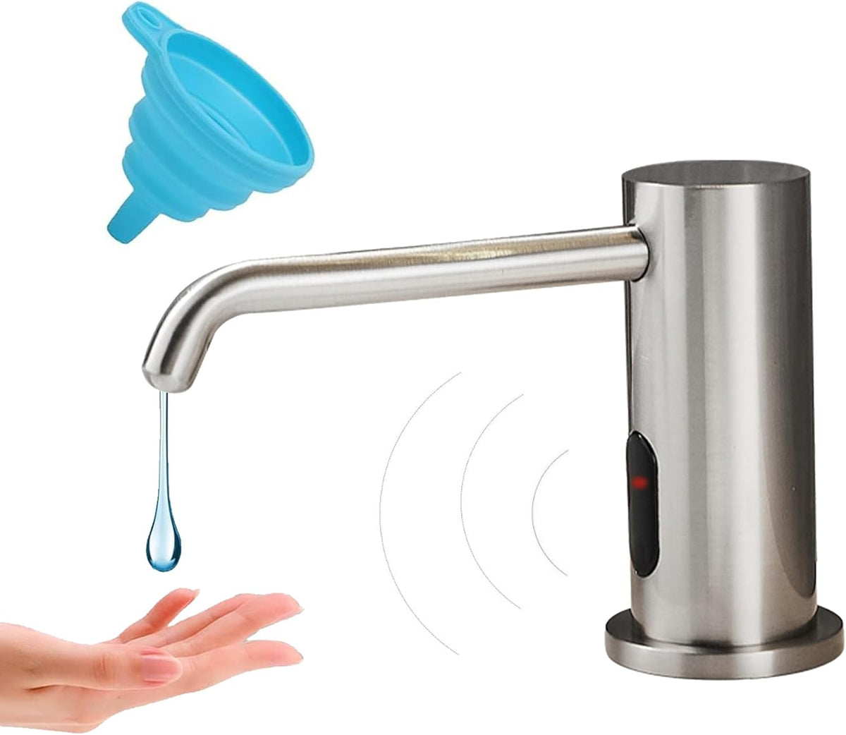 Touchless Automatic Soap Dispenser for Kitchen Bathroom Sink Built in Brushed Nickel Liquid Commercial Electric Soap Dispenser with Bottle and Pump Brushed Nickel