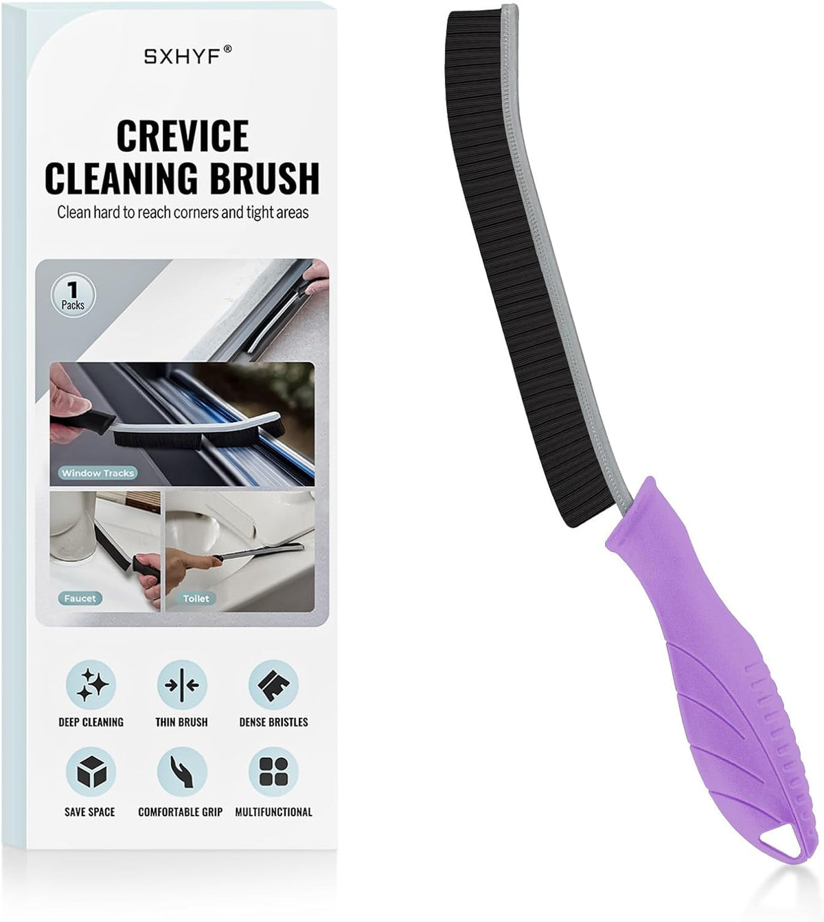 SXhyf Crevice Cleaning Brush - Grout Scrub Brush, House Cleaning Supplies, Gap Cleaning Tools, Home Essentials, Gifts for Women Men, Hard Bristle Crevice Cleaner Brush for Household Use, Bathroom