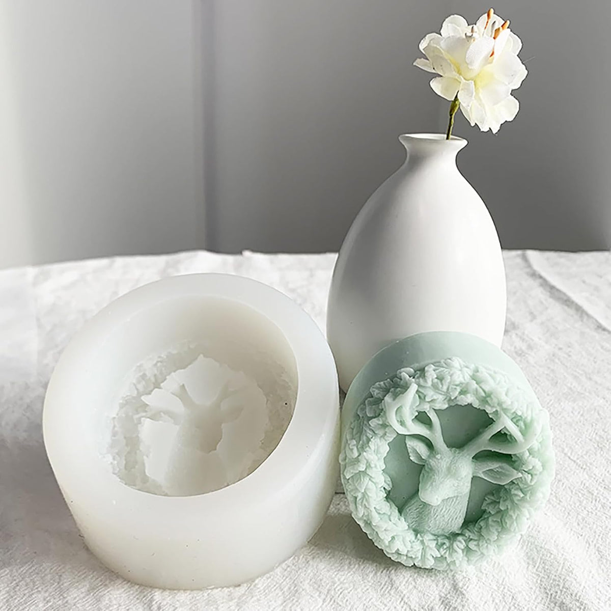 Deer Candle Mold Elk Candle Silicone Wave Spiral Candle Mold - Silicone Resin Casting Molds for Candle & Resin & Soap Craft Supplies