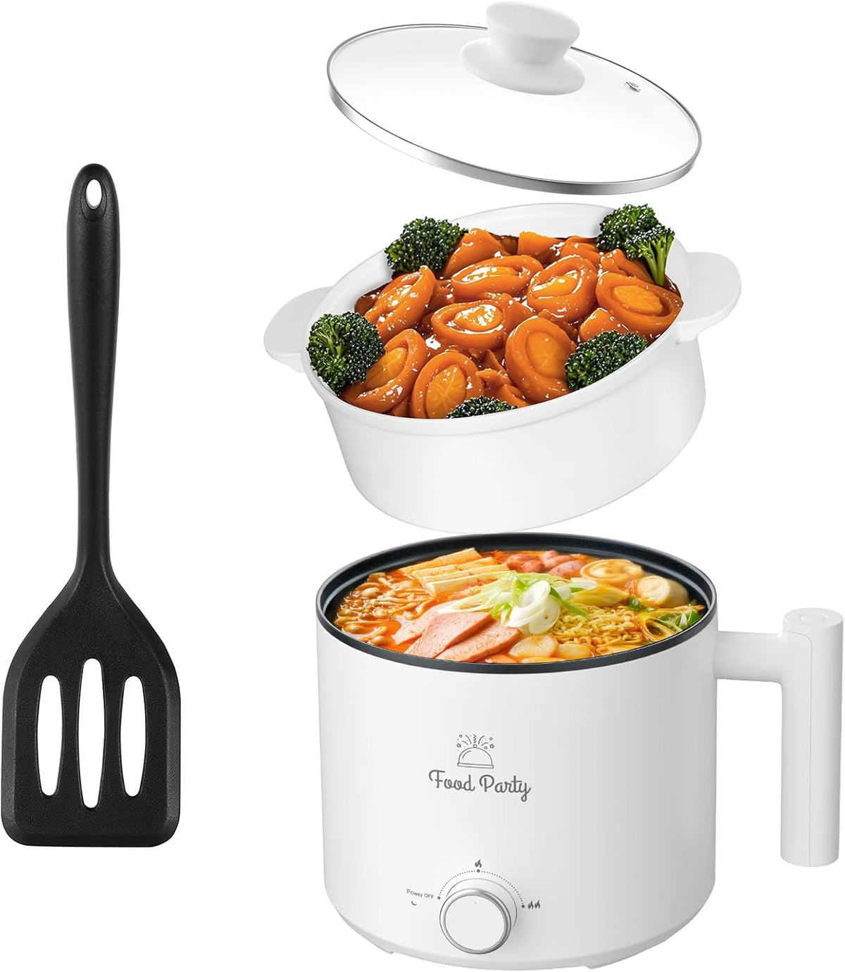 Food Party Hot Pot Electric Pot for Cooking Ramen Cooker 1.8L College Dorm Room Essentials Mini Hotpot Shabu Shabu Pot 110V Noodle Cooker Non Stick