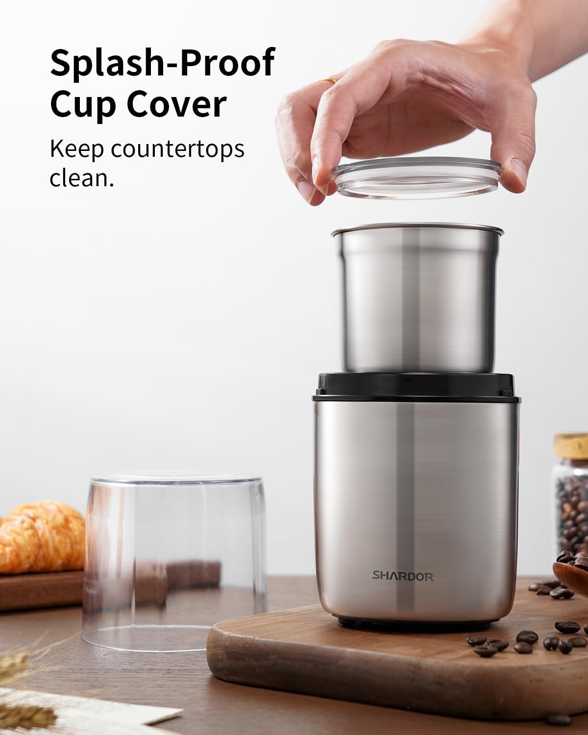 SHARDOR Coffee Grinder Electric Herb/Wet Grinder for Spices and Seeds with 2 Removable Stainless Steel Bowls, Silver