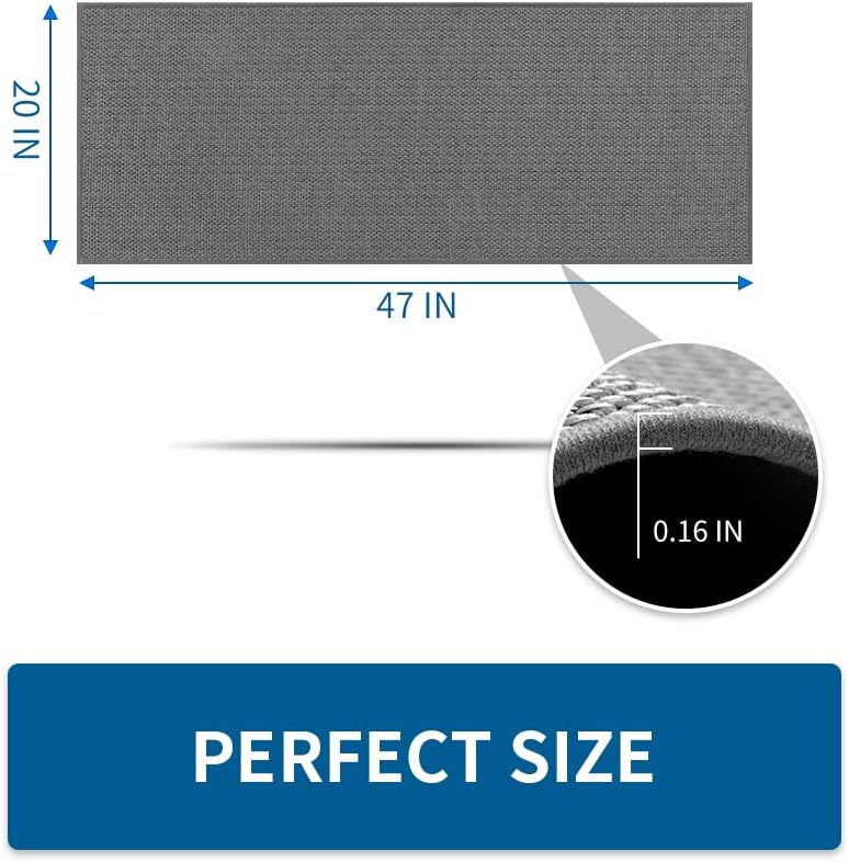 Kitchen Rugs and Mats Non Skid Washable, Absorbent Runner Rugs for Kitchen, Front of Sink, Kitchen Mats for Floor(Dark Grey, 20"x47")