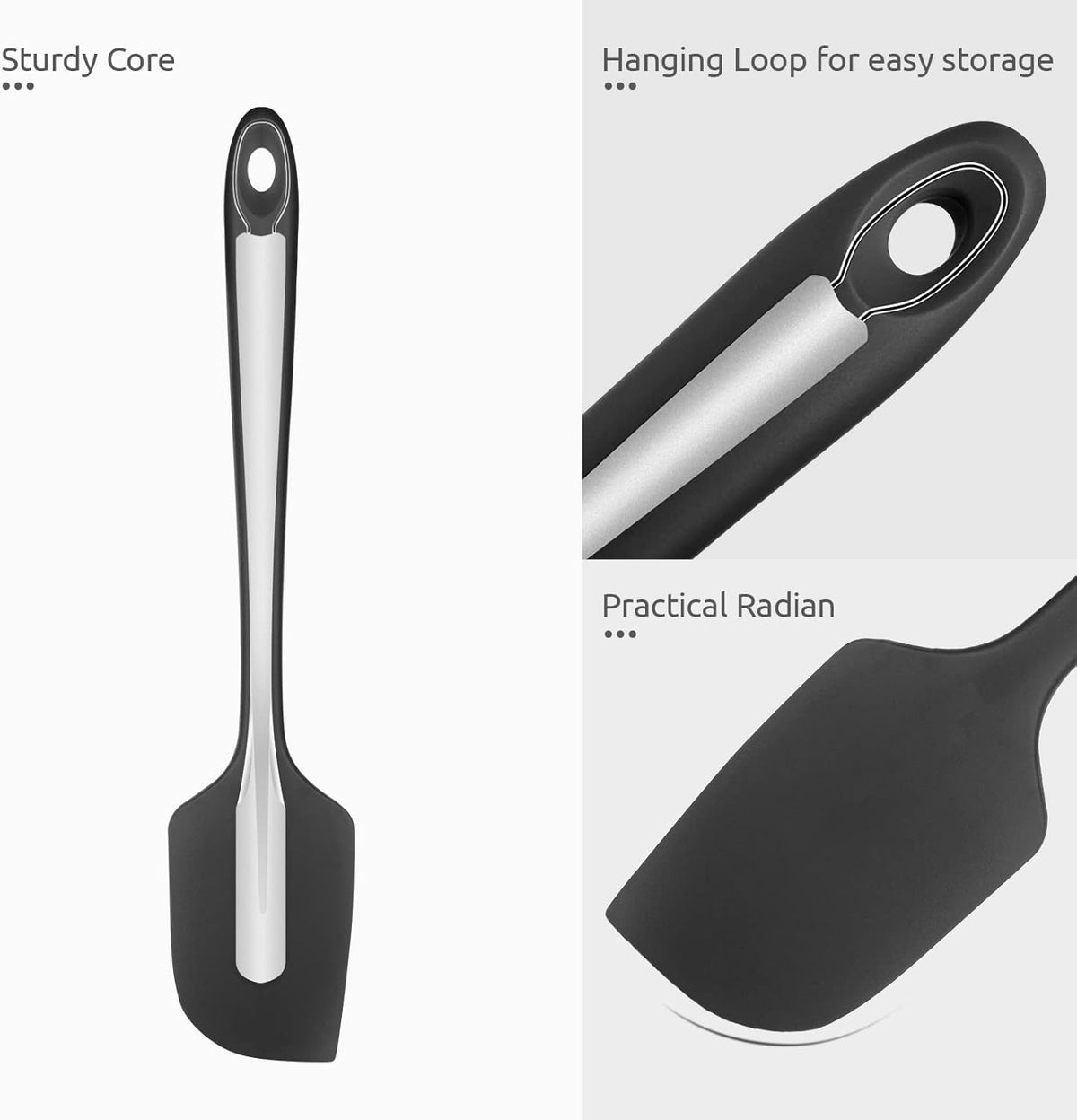 14in Extra Large Silicone Spatula: U-Taste 600ºF Heat Resistant Flexible Silicon Mixing Stirring Cooking Scraping Baking Bowl Scraper Seamless Spreader for Kitchen Nonstick Cookware (Black)