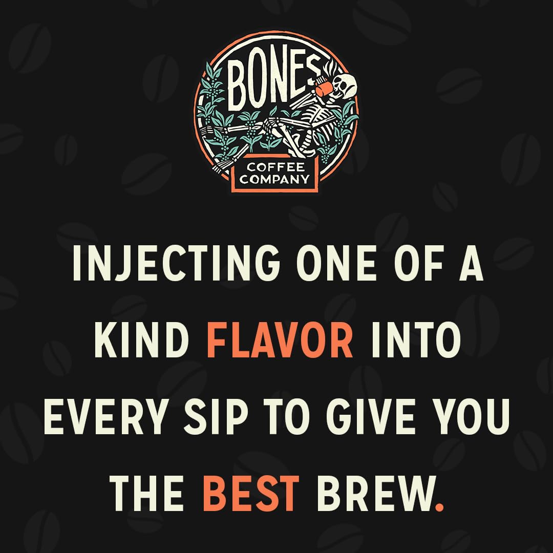 Bones Coffee Company Maple Bacon, Bacon and Maple Syrup Flavored Coffee, Medium Roast Low Acid Arabica Beans Compatible with Auto drip and French Press Coffee Maker, 12 Oz Ground