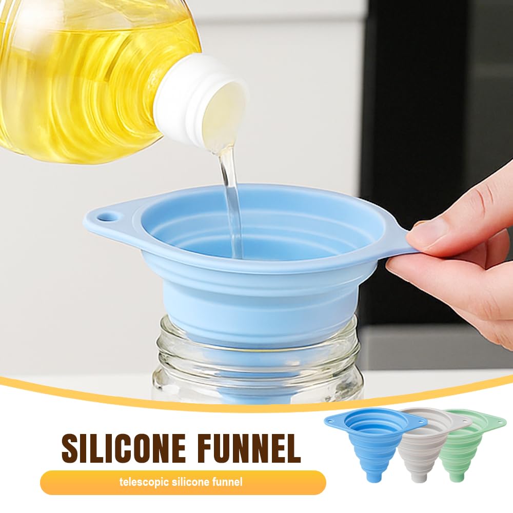 Kitchen Funnel Set, Silicone Collapsible Funnels for Kitchen Use Filling Bottles, Mini Funnels for Filling Small and Regular Water Bottles, Easy Pouring Tools for Kitchen Use and Refilling Bottles
