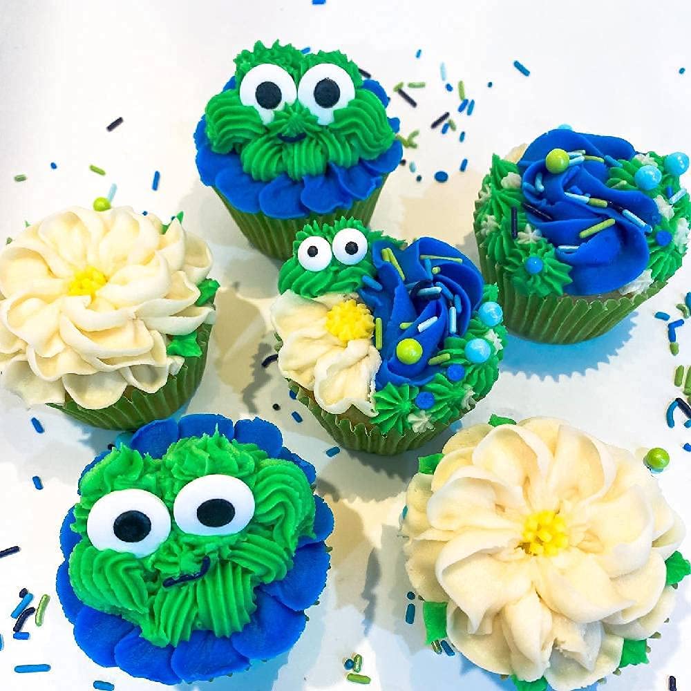 Sprinkles for Cake, Cookie, Cupcake Decorating, and Baking - Fancy Edible Cake Sprinkles and Toppings in Navy Jimmies, Green Nonpareils, Blue Sugar Crystal, and Lime Sugar Pearl for Donuts