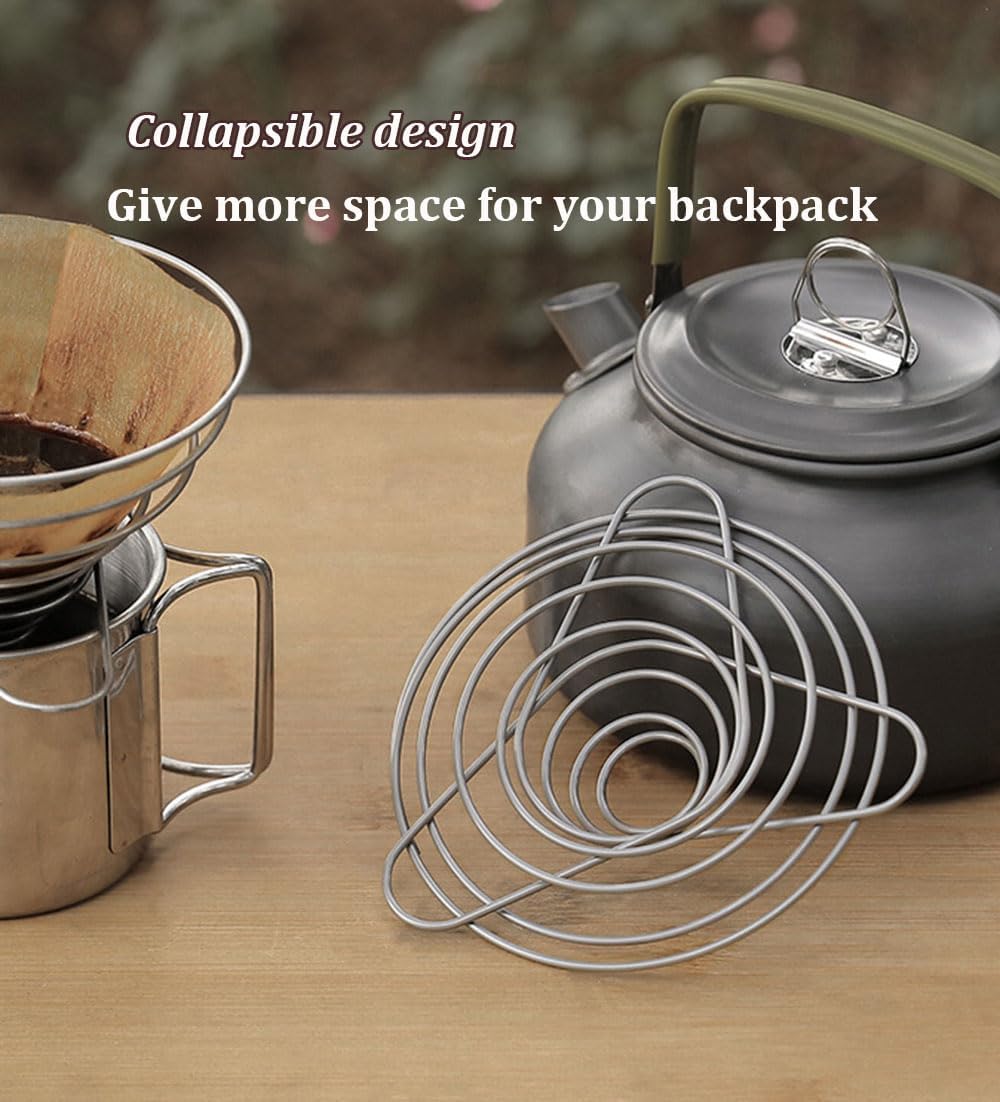 MERMOO YILAN Pour Over Coffee Dripper, for 1~2 Cups, Collapsible Folding Stainless Steel Coffee Maker, Comes with Storage Bag for Camping, Travel, Backpacking