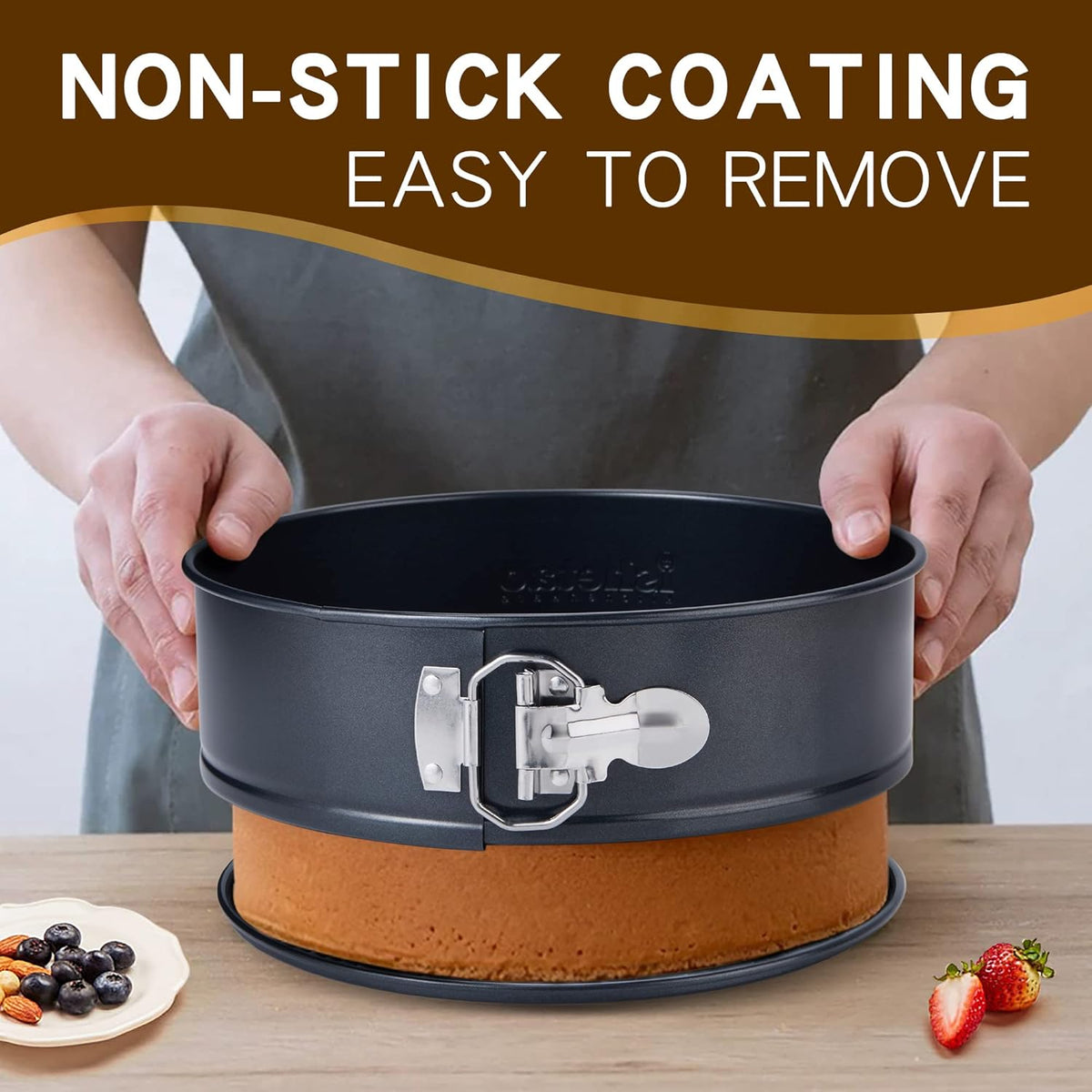 Springform Pan Set of 4, 4/7/9/10inch Cake Pan, Non-Stick Leak-Proof with Removable Bottom, Cheesecake Pan for Baking, Black
