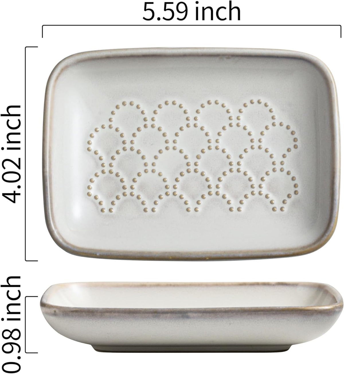 Gomakren Soap Dish for Shower, Ceramic Soap Dishes for Bar Soap Sponge, Shower Soap Holder Saver Tray for Bathroom Kitchen Sink, Easy to Clean, Beige