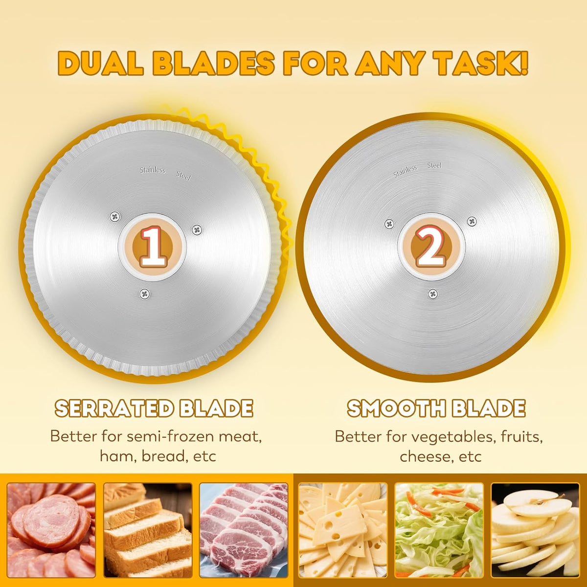 CGOLDENWALL Meat Slicer, 220W Electric Deil Food Slicer with 2 Removable 7.5" Blades, 4/5" Adjustable Thickness, Food Slicer Machine for Home Cutting Meat Cheese Bread Vegetables, 110V CE