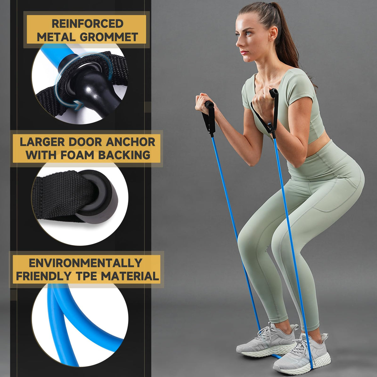 Resistance Bands with Handles and Door Anchor for Working Out