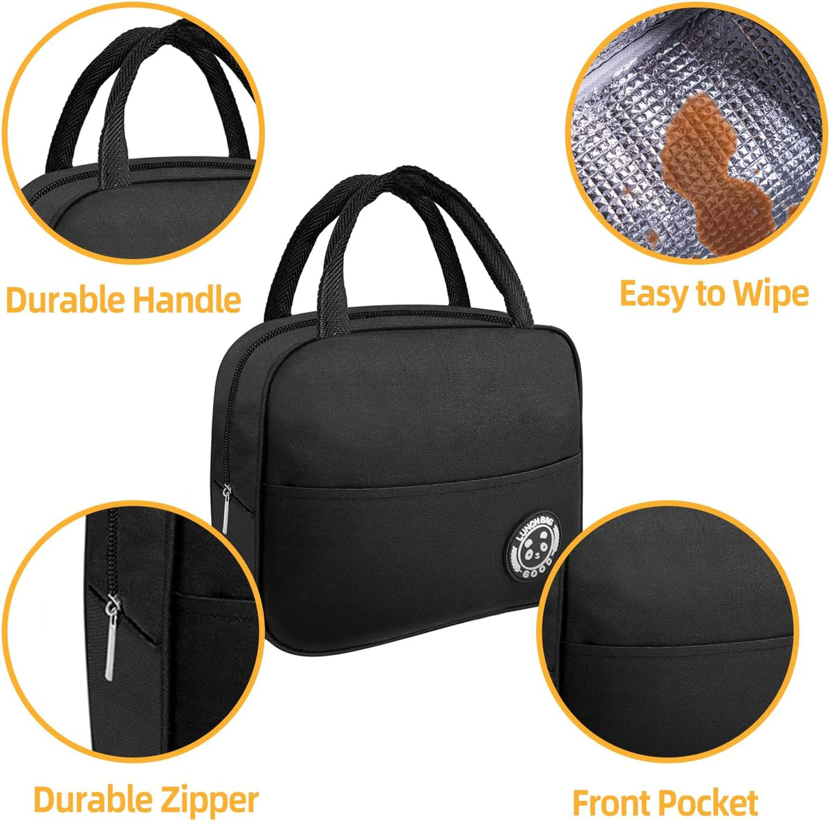 Bento Box with Lunch Bag Microwavable All-in-One Meal Prep Compartment Lunch Containers with Utensils Leak Resistant Lunch Box with Sauce Container 60oz Black