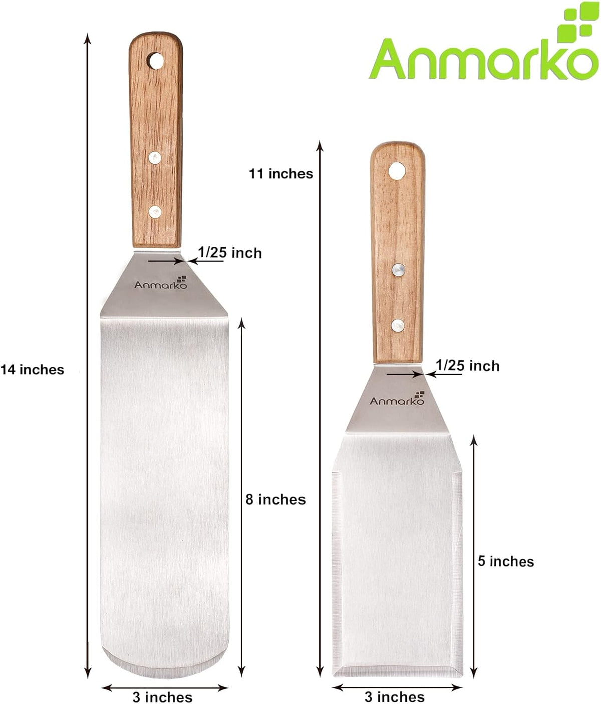 Professional Metal Spatula Set - Stainless Steel Spatula and Griddle Scraper - Heavy Spatula Griddle Accessories Great for Cast Iron Griddle BBQ Flat Top Grill - Commercial Grade