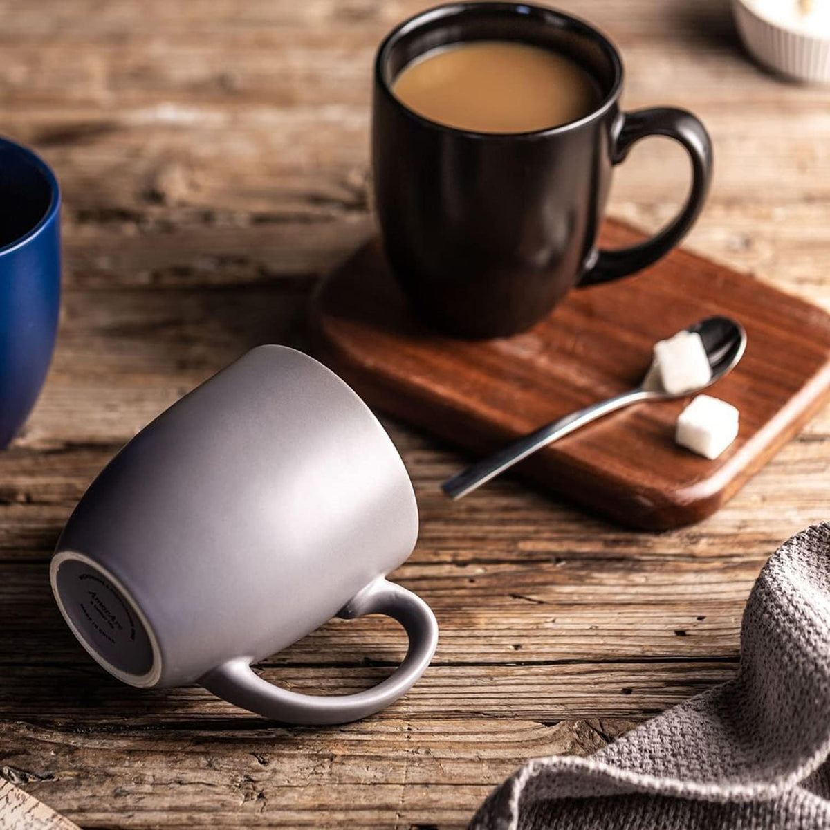 AmorArc 16oz Coffee Mugs Set of 6, Large Ceramic Coffee Mugs for Man, Woman, Dad, Mom, Modern Coffee Mugs Set with handle for Tea/Latte/Cappuccino/Milk/Cocoa. Dishwasher&Microwave Safe, Multi