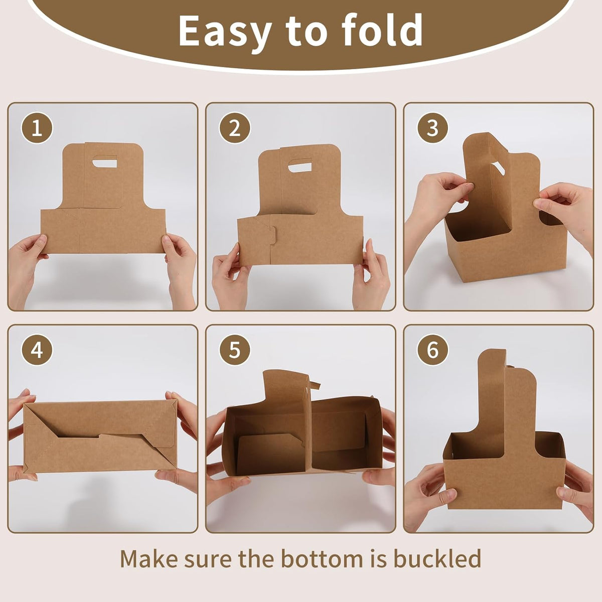 100 Pcs Coffee Drink Carrier with Handle (12-30oz) 2 Cups or 4 Cups,Disposable Paperboard Cup Holder with Handle,Disposable Cup Holders for Drinks,Great for All Your Drink and Food Delivery