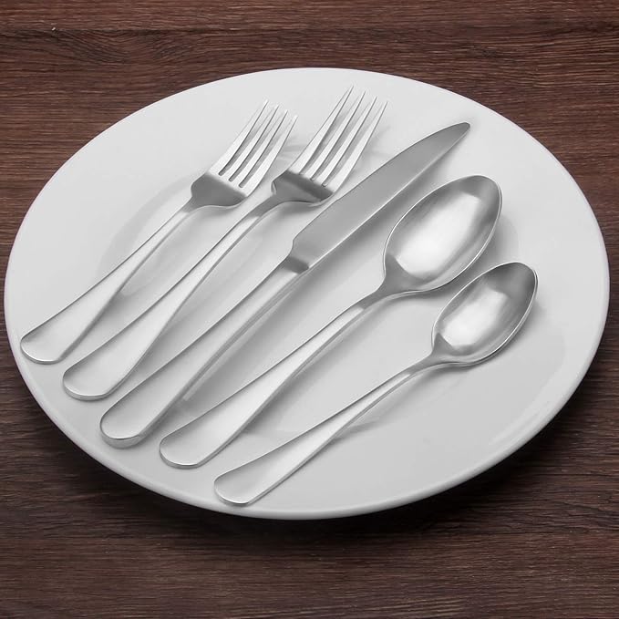 Matte Silverware Set, 20-Piece Stainless Steel Flatware Set,Kitchen Utensil Set Service for 4,Tableware Cutlery Set for Home and Restaurant, Dishwasher Safe…