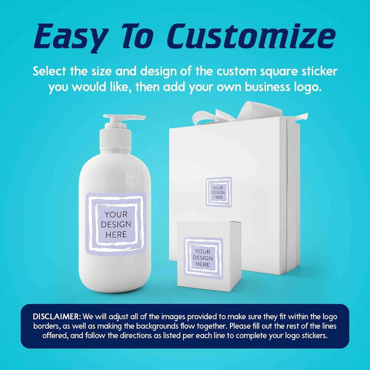 100 Custom Vinyl Stickers - Upload Your own Image, Text, Design, Logo - Personalized Logo Labels for Handmade, Packaging, Bottle, Jars, Candle, Brand Stickers (Lavender Square, 2x2)