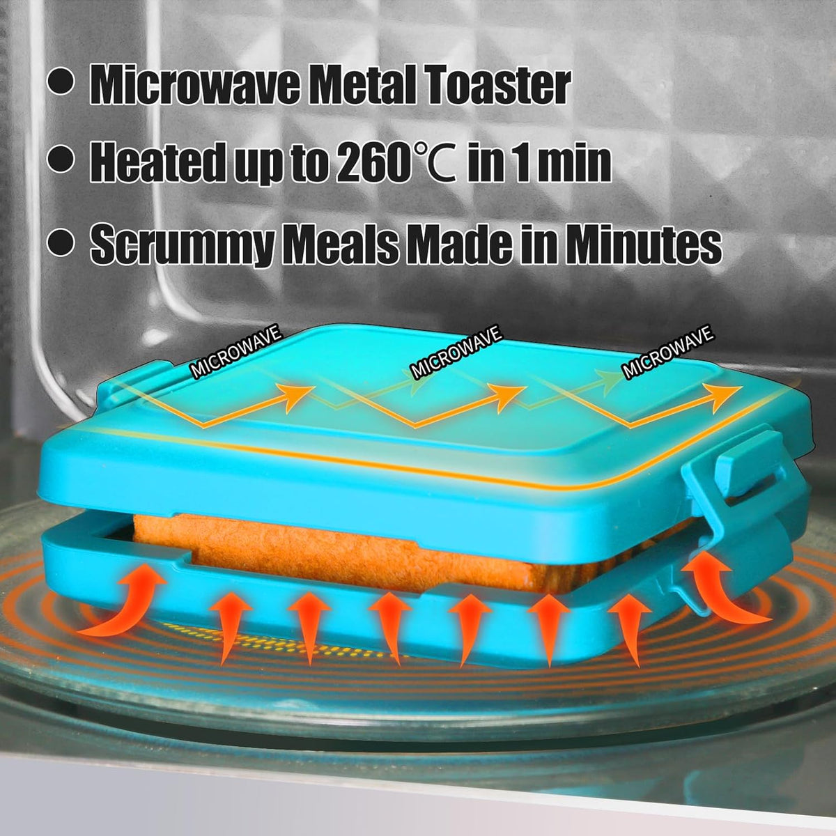 Toaster,Microwave Toaster, Sandwich Maker, Panini Maker, Dishwasher Safe,NO Electricity,Wireless,Time Saving,Fast,Toastie Safe in Microwave Oven(Blue, Microwave Sandwich Maker)