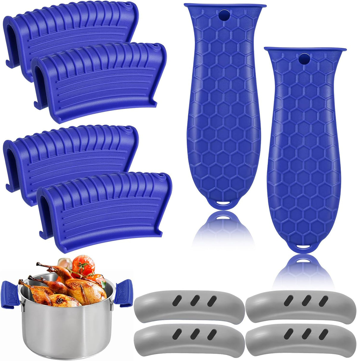 Cast Iron Handle Cover, 10 Packs Silicone Pot Holders, Heat Resistant Non-Slip Pot Handle Covers, for Frying Cast Iron Skillet Metal Pan