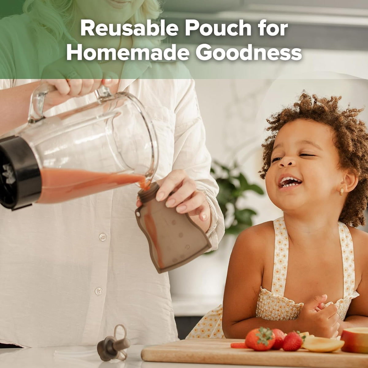 haakaa Reusable Baby Food Pouches Refillable Baby Squeeze Silicone Yummy Pouch, Soft Reusable Squeeze Storage Food Pouch for Kids Toddler,Home Made Food Puree,Smoothie Pouch Bag, 4oz, 4 Pack,6m+
