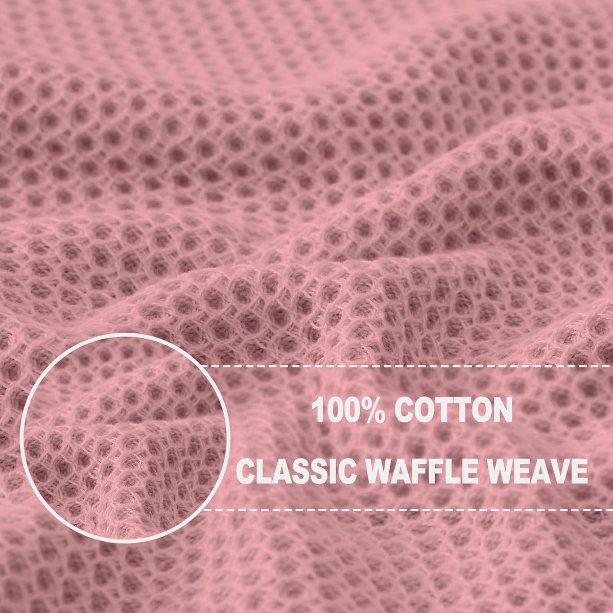 Homaxy 100% Cotton Waffle Weave Kitchen Dish Towels, Ultra Soft Absorbent Quick Drying Cleaning Towel, 13 x 28 Inches, 4-Pack, Dried Rose