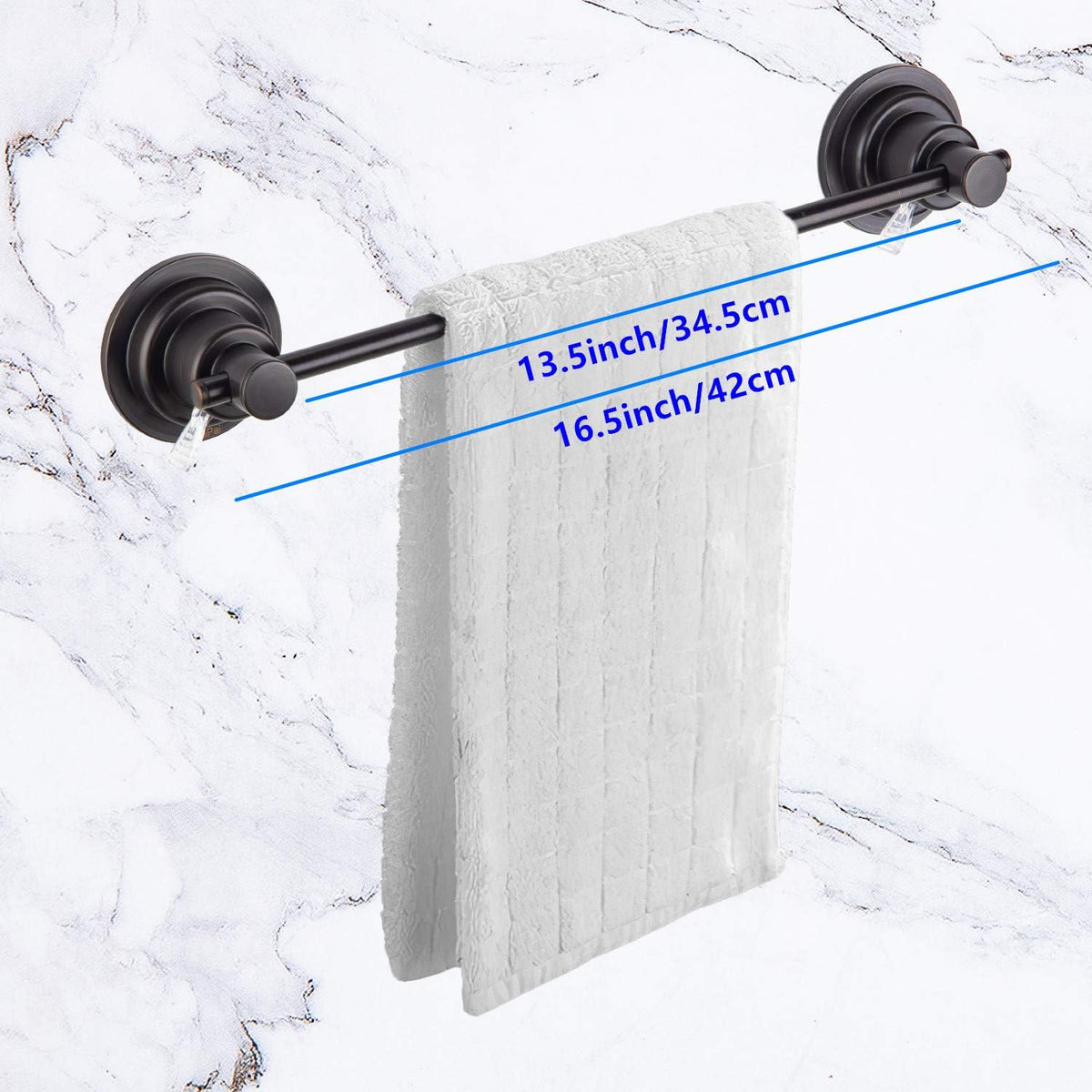 JiePai Suction Cup Towel Bar,Removable Modern Vacuum Towel Holder for Bathroom Door Adhesive Towel Rack Holder (Suction Towel Bar-16 inch Rubbed Bronze)