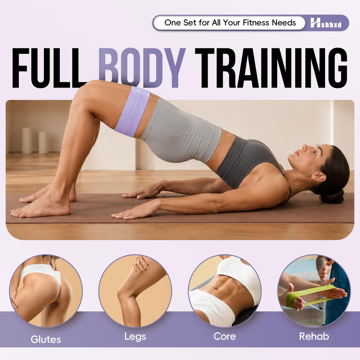 Fabric Resistance Band Set with Exercise Guide, 3 Levels for Hip and Glute