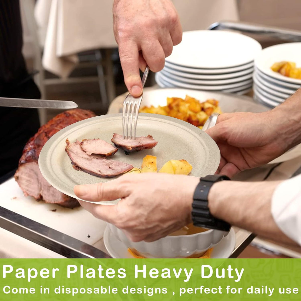 Paper Plates Bulk 500 Count, 100% Compostable Paper Plates 9 inch, Eco Friendly Recycled Paper Plates, Brown Paper Plates Heavy Duty for Party, Picnic, BBQ