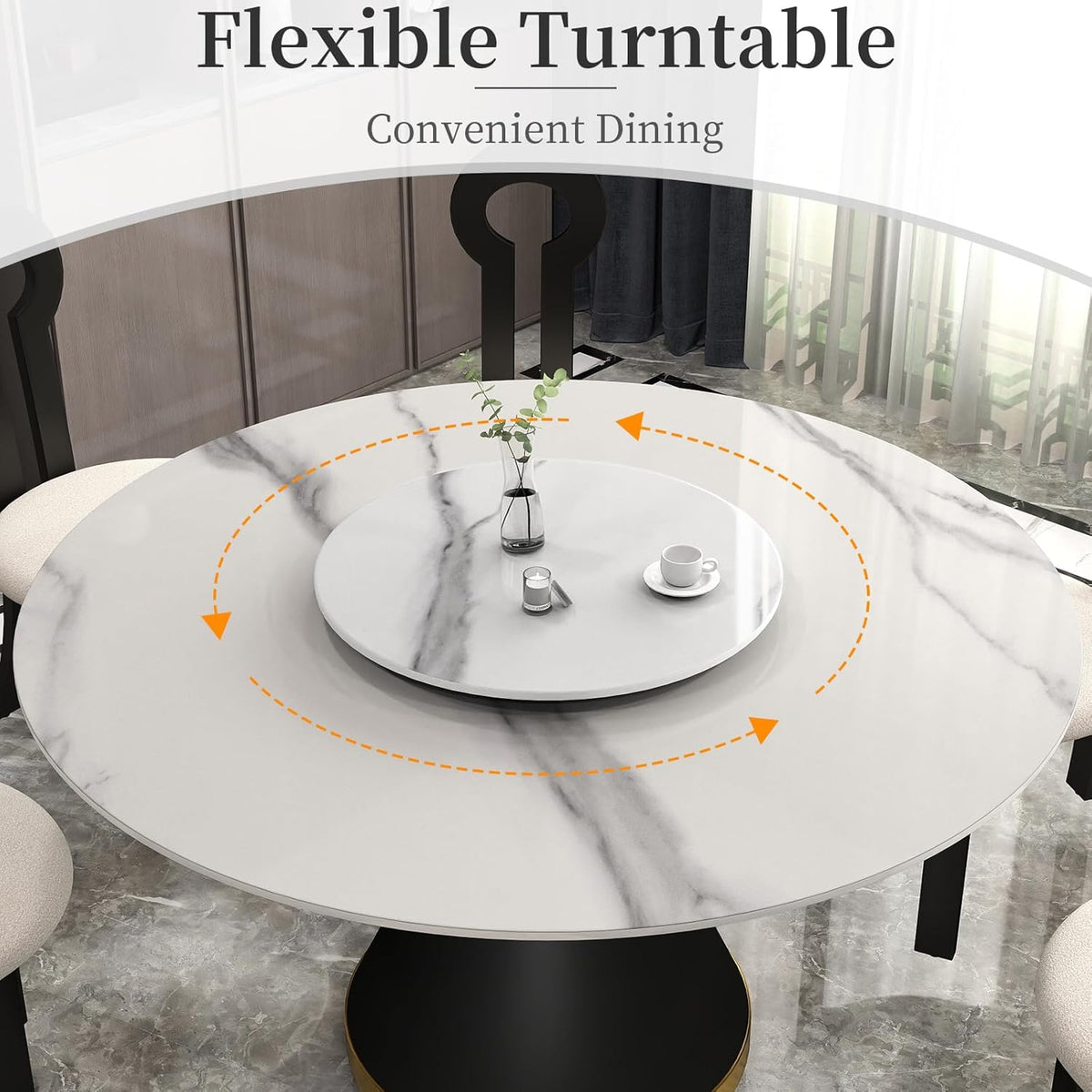 31.5" Lazy Susan for Table Top Sintered Stone Rotating Serving Tray for Dining Table, Kitchen Lazy Susan Organizer Spinning Rotating Food Server Party Centerpieces
