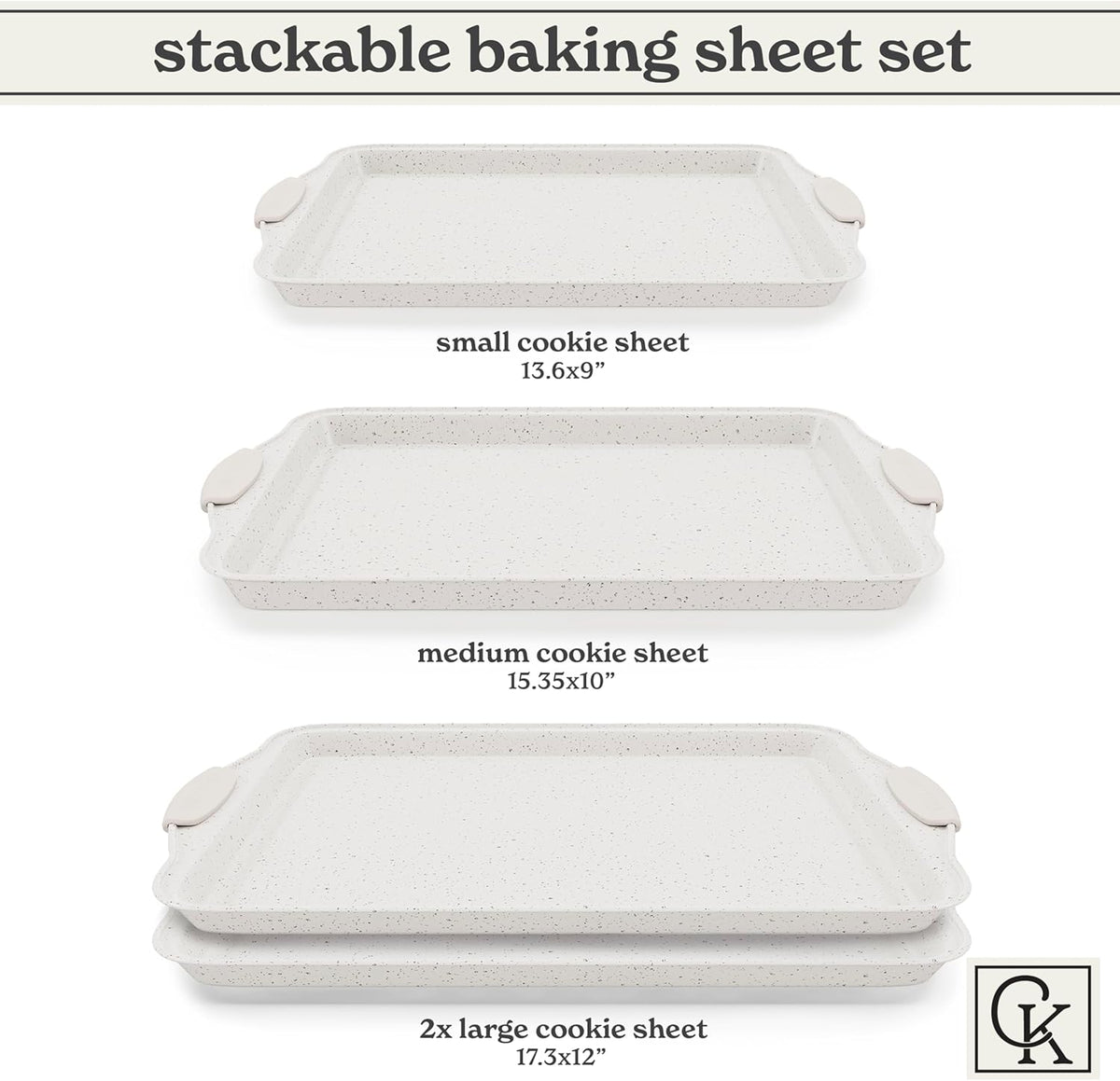 Country Kitchen Nonstick Stackable Bakeware Set - Heavy Duty, Durable, Easy Release Baking Set, Cream, 4 Pcs